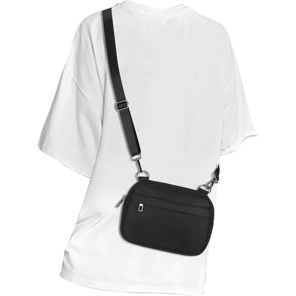 Black small Crossbody Bags for Women Belt Bag Fanny Pack with Adjustable Strap